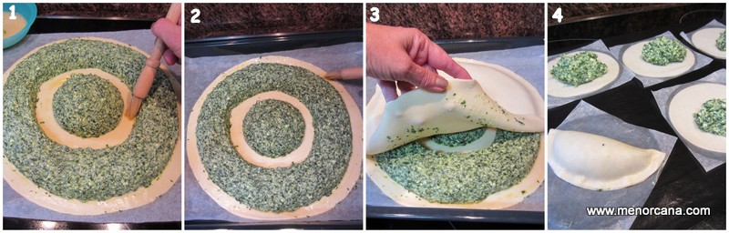 Preparacion de la tarta sol de espinacas y quesos