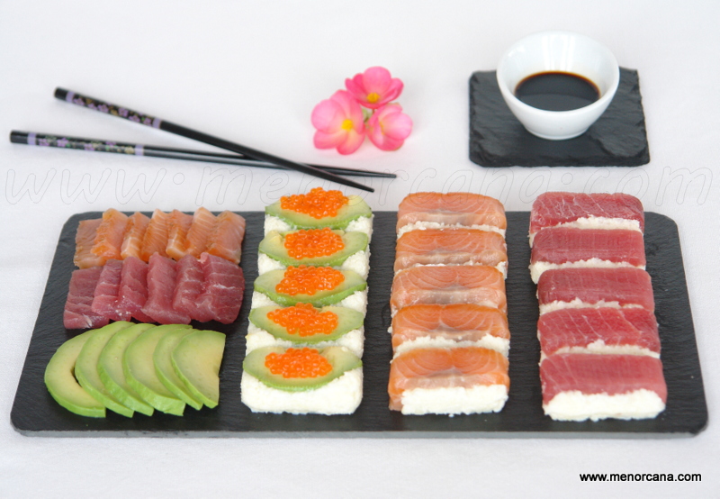 Corona de sushi y nigiri de coliflor